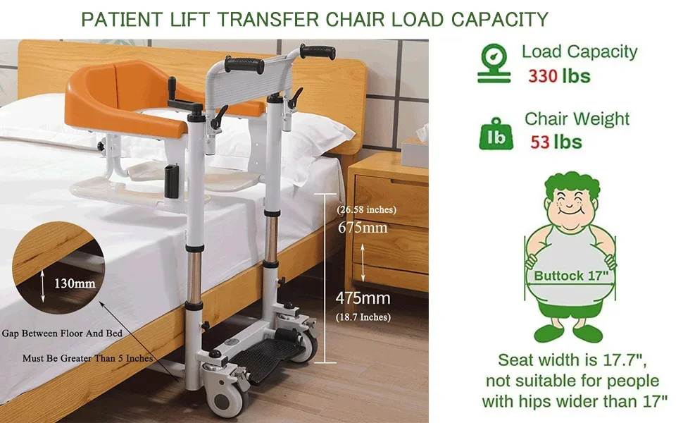 Multifunction Patient Transfer Lift Wheelchair