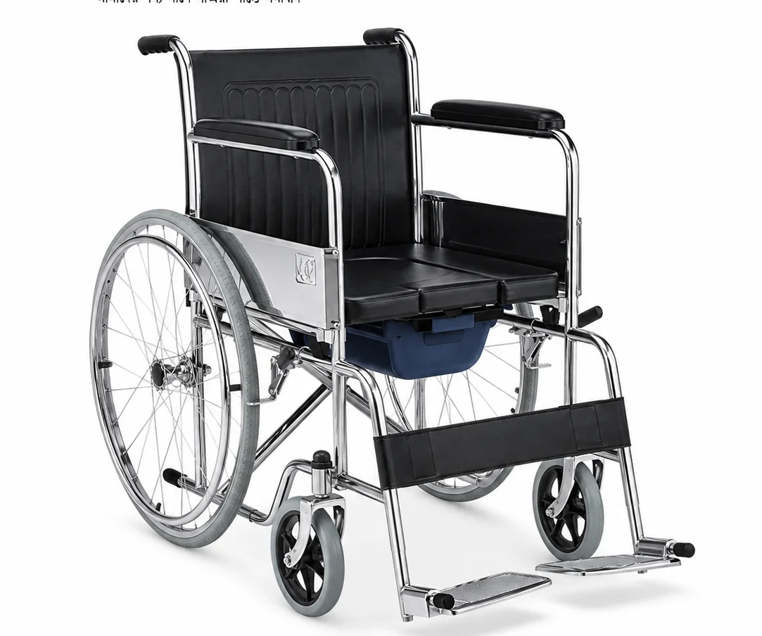 Wheelchair with Commode Tray System Single Seat